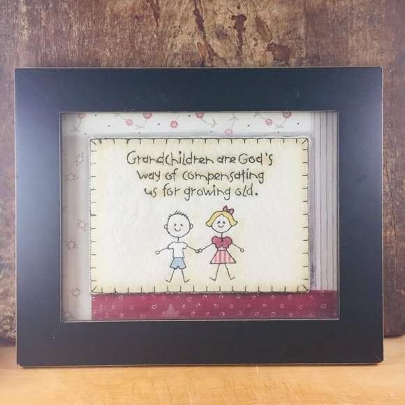 Framed Quilt Grandchildren are God's Way of Compensating Us for Growing Old - Picture 1 of 6
